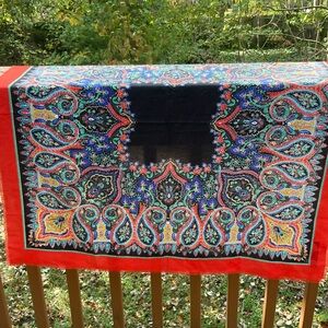 Specially House black and red paisley scarf